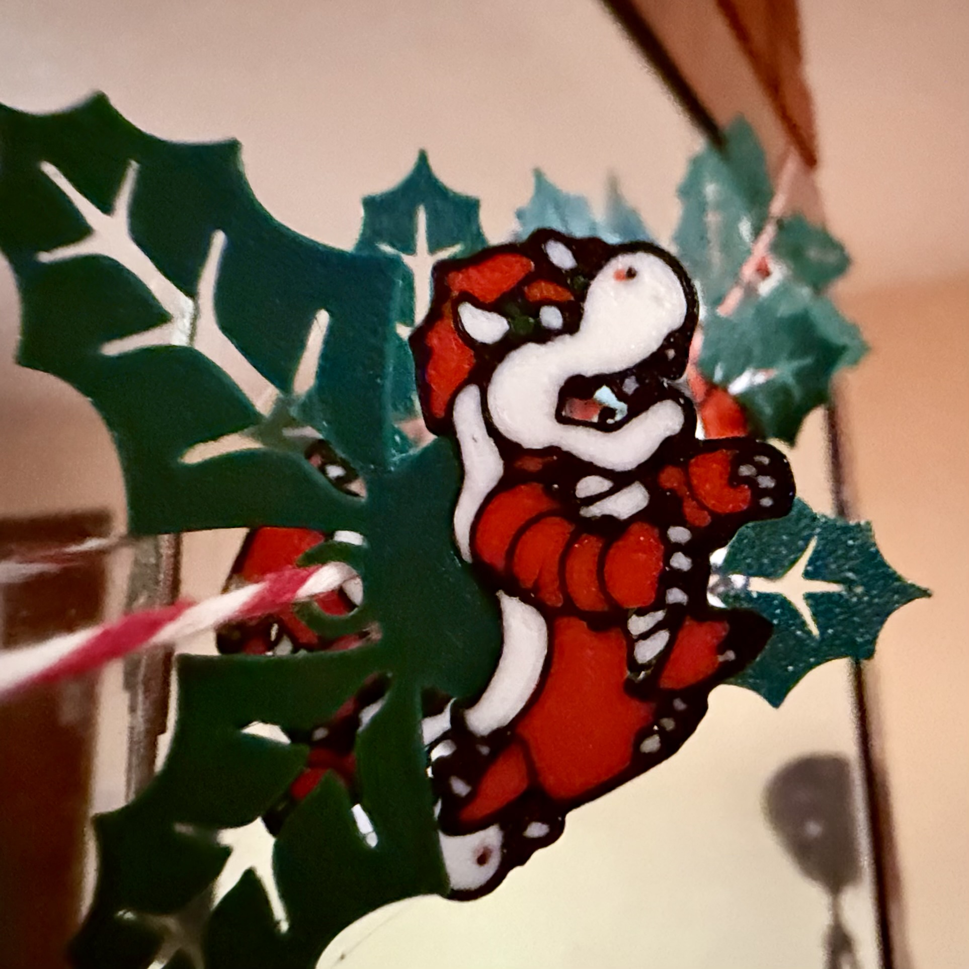 A holly garland featuring Mario's nemesis Bowser